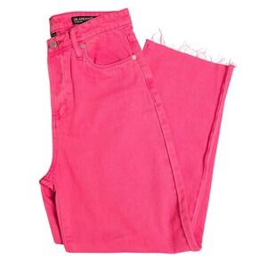 BlankNYC Womens Baxter 28 Pink Jeans Ribcage Hi-Rise Straight Leg Raw Hem Denim